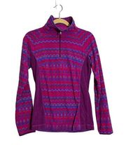 Columbia Purple Pink Red Blue Half Zip Long Sleeve Fleece Sweater Medium