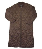 NWT Everlane The ReNew Long Liner in Fudge Brown Oversized Quilted Coat S