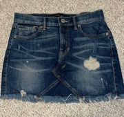 Denim Distressed Mini Skirt