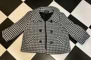 Black & White Houndstooth Open Blazer Jacket Pointed Collar Cropped XL