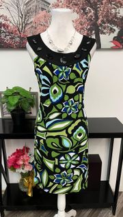 Women  Shift Dress Size 12 Round Neck  Sleeveless Pullover Floral