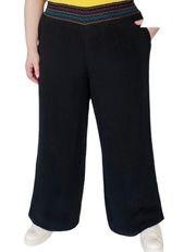 Embroidered Smocked Waist Layered Hem Palazzo Pants