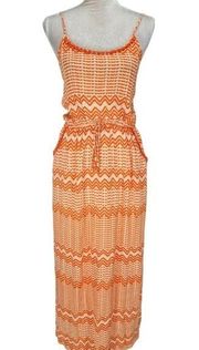 Bobeau orange trimmed maxi dress with pockets size XS