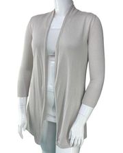 Joan Vass Womens Size M Cardigan Sweater Open Front Grey Knit Casual