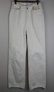 We Wore What Pants Women 27 Raw Hem Waist Cream Denim Wide Leg