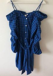 Anthropologie Guest Editor Blue Plaid Dress Blue Size Small