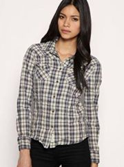 Allsaints Spitalfields Parson Button Down Plaid Women Shirt Size 8 Western Rodeo