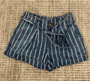 American Eagle White Striped Shorts