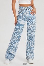 White Swirl Patterned Jeans