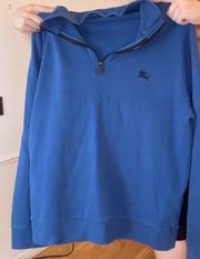 Burberry Blue Quarter Zip Up Sweatshirt Pullover