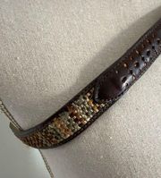 BRIGHTON Brown Leather and tweed Heart Belt