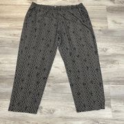 Gray with Black Print Soft Elastic Waist Pull on Cropped Pants Size XL