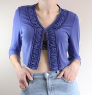 Blue Ruffled Cropped Cardigan