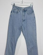 WeWoreWhat High Rise Slit Hem Jeans Frayed Hem Light Blue Wash Size 26