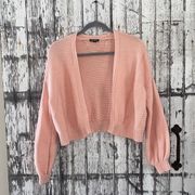 Wild fable pink chunky knit cropped cardigan sweater