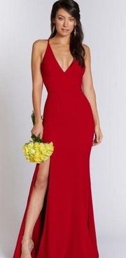 Dress the Population Iris Slit Crepe Gown