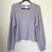 Hippie Rose Lavender Purple Round Neck SOFT Cozy Sweater ~ Shorter Crop ~ Size L