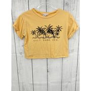 French Pastry (S) Yellow Salt Sand Sea Short Sleeve Crop Top Tee Shirt T-Shirt