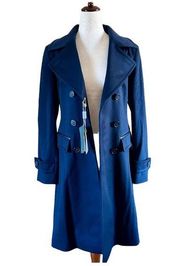 Loro Piana Capolavoro Double-Breasted Virgin Wool Coat in Navy Size US 8 NWT