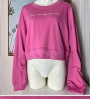 Missguided Rose Pink Romeo Cropped Pullover Relaxed Sweatshirt Size 12 Large