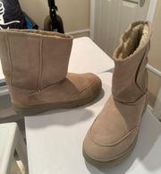 WOMENS  SIZE 8.5 BEIGE LEATHER UPPER SUEDE BOOTS