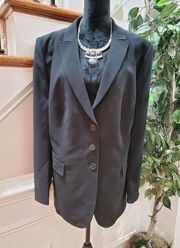 Bloomingdales Basler Women Black Polyester Long Sleeve Single Breasted Blazer 50