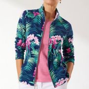 Tommy Bahama Aruba Florida Fauna Full Zip Sweatshirt Jacket Floral Green Pink S