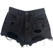 Pretty Little Thing black denim jean shorts