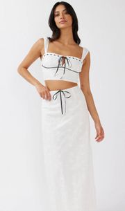 White Eyelet Embroidered Top And Skirt Set