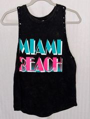 Exist Miami Beach Sleeveless Shirt Acid Wash Black Sz S NWT