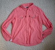 Cabela’s Guidewear Pink Vented Lightweight Button Down Shirt Women XL Hiking