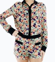 BCBG Long Sleeve Floral Romper