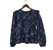 Summersalt Size S NWT the Countryside Poplin Ruffle Blouse in Midnight