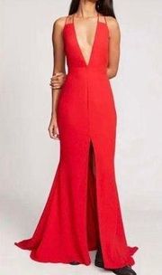 Surreal Dreamer Red Deep V-Neck Maxi Dresses