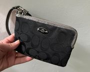 Black Wristlet Corner Zipper |  Signature Canvas Wristlet Wallet