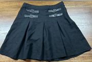 Hot Topic Skirt Black Pleated Short Mini Double Buckle Juniors Size S