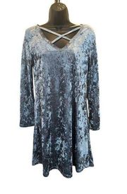 ARYEH Grey Velvet Criss Cross Chest Long Sleeve Dress - size Small