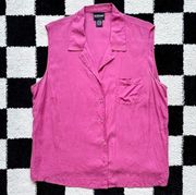 Vintage Pink Silk Sleeveless Blouse XL