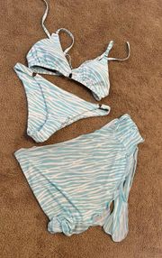 SheIn New 3pc  Bikini Set With Sarong Wrap Size Medium