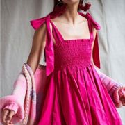 LoveShackFancy Amada Tie-Shoulder Bubble Dress in Pink Size: XS