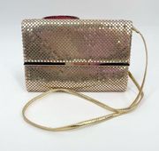 Vintage  Gold Mesh Evening Bag Crossbody Honeycomb