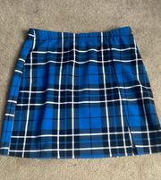 Blue plaid skirt