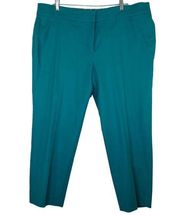 Peter Nygard Women's Petite 16 Teal Stretch Pants Flat Front Back Pockets