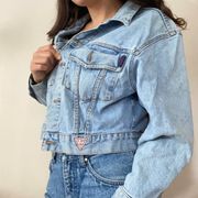 Vintage  Cropped Denim Jacket in Medium Wash