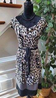 Liz Lange Multicolor Leopard Print Sleeveless Knee Length Waist Tie Dress Size 4