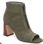 Sanctuary Ready Open Toe Bootie in green suede size 8.5 new