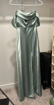 Sage Green Formal Dress - Satin Fabric