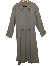 Jones New York Vintage Wool Trench Coat Beige Belted Longline Double Breasted