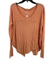 LAMade Dusty Coral Long Sleeve Split Back Joey Top Small New