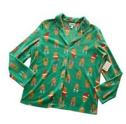 Abound Nordstrom Green Cozy Reindeer Christmas Print Button Down Pajama Shirt